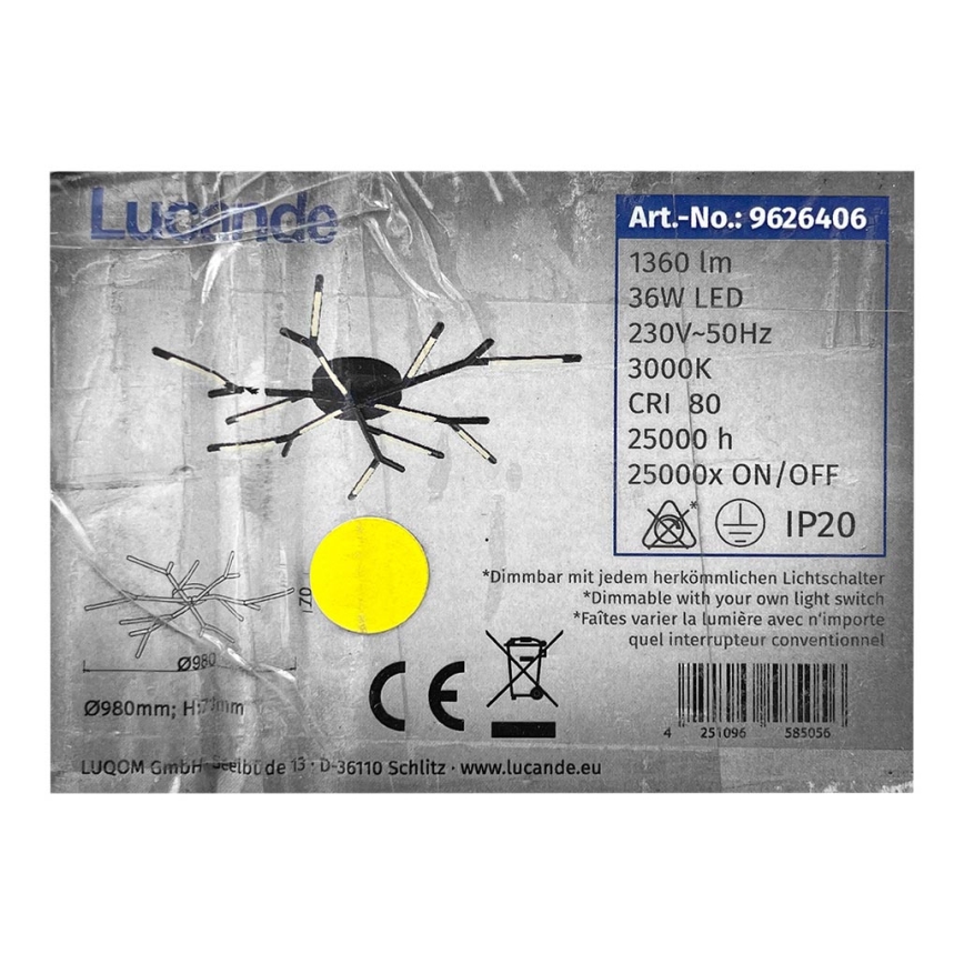 Lucande - Plafoniera LED dimmerabile CUERNO LED/36W/230V