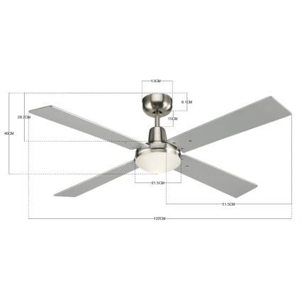 Lucci Air 210334 - Ventilatore da soffitto AIRFUSION QUEST 1xE27/60W/230V legno/cromo opaco + telecomando