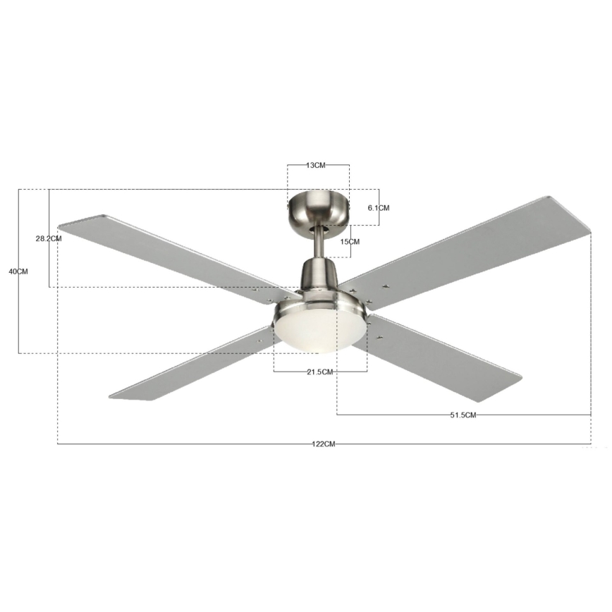 Lucci Air 210334 - Ventilatore da soffitto AIRFUSION QUEST 1xE27/60W/230V legno/cromo opaco + telecomando