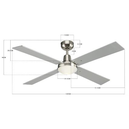 Lucci Air 210334 - Ventilatore da soffitto AIRFUSION QUEST 1xE27/60W/230V legno/cromo opaco + telecomando