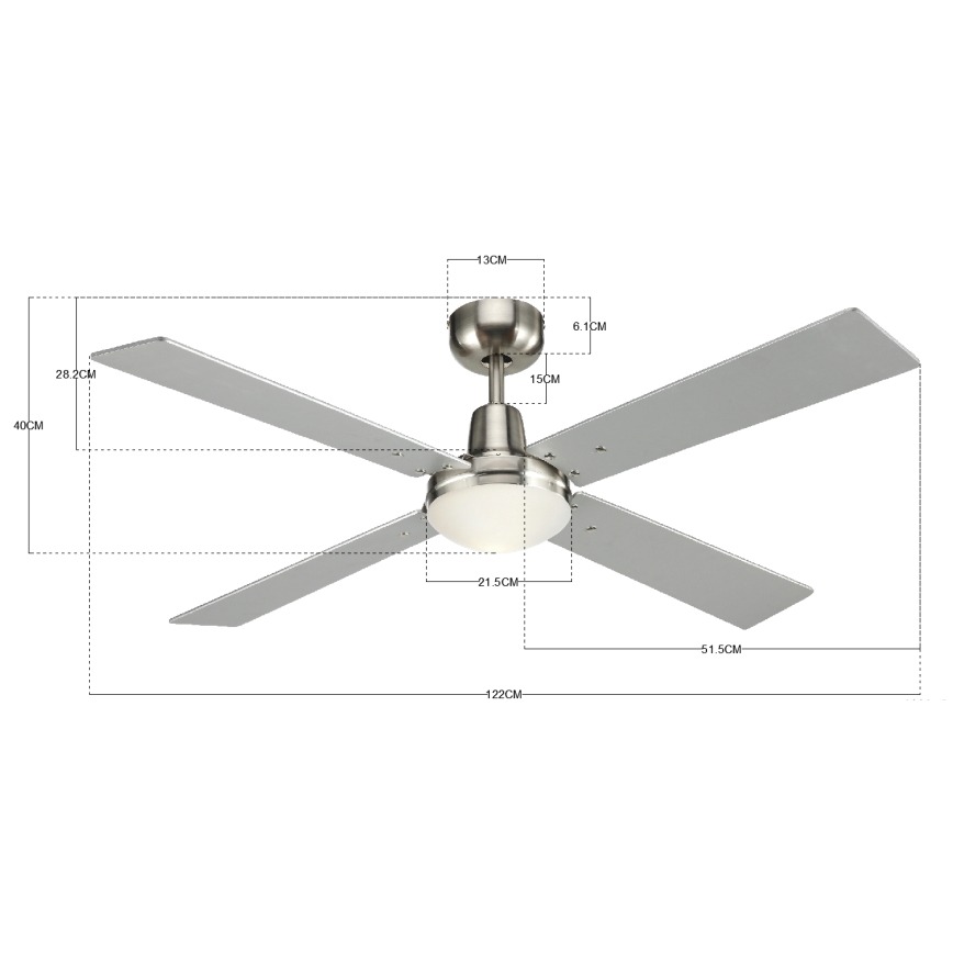 Lucci Air 210334 - Ventilatore da soffitto AIRFUSION QUEST 1xE27/60W/230V legno/cromo opaco + telecomando