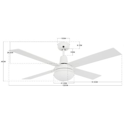 Lucci Air 210339 - Ventilatore da soffitto AIRFUSION QUEST 1xE27/60W/230V bianco/legno + telecomando