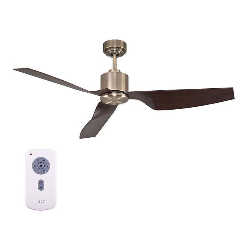 Lucci Air 210526 - Ventilatore da soffitto AIRFUSION CLIMATE II ottone/legno + telecomando