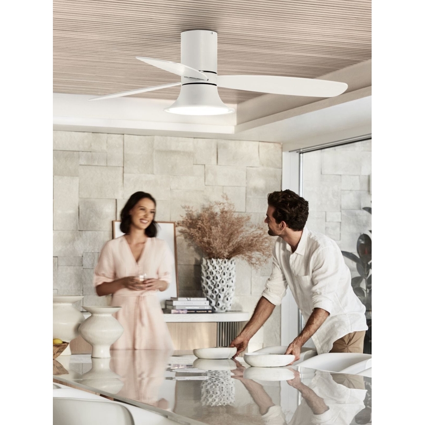 Lucci Air 210661 - Ventilatore da soffitto dimmerabile a LED FLUSSO 1xGX53/18W/230V legno/bianco + telecomando
