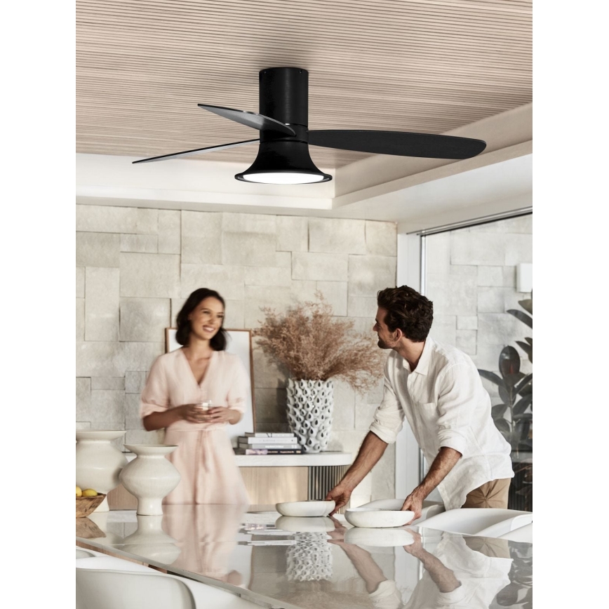 Lucci Air 210662 - Ventilatore da soffitto dimmerabile a LED FLUSSO 1xGX53/18W/230V legno/nero + telecomando