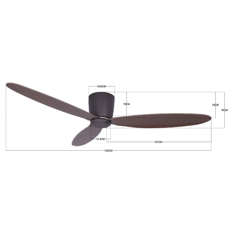 Lucci air 212883 - Ventilatore da soffitto AIRFUSION RADAR in legno/marrone Ø 132 cm con telecomando
