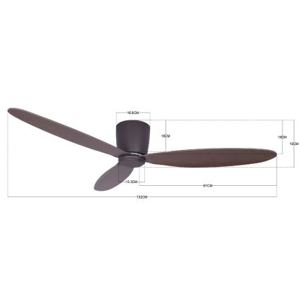 Lucci air 212883 - Ventilatore da soffitto AIRFUSION RADAR in legno/marrone Ø 132 cm con telecomando