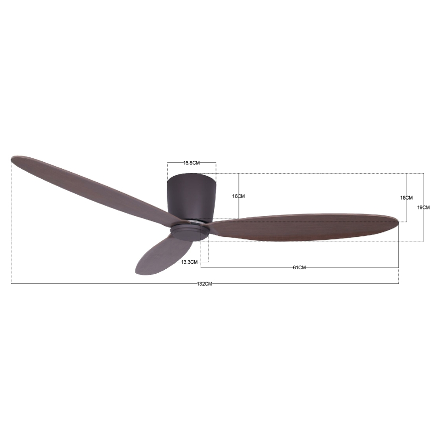 Lucci air 212883 - Ventilatore da soffitto AIRFUSION RADAR in legno/marrone Ø 132 cm con telecomando