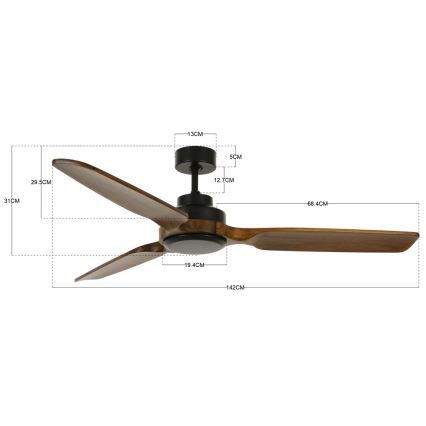 Lucci air 213051 - Ventilatore da soffitto SHOALHAVEN nero/marrone