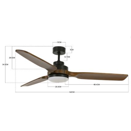 Lucci air 213054 - Plafoniera LED SHOALHAVEN GX53/17W/230V nero/paulownia + telecomando