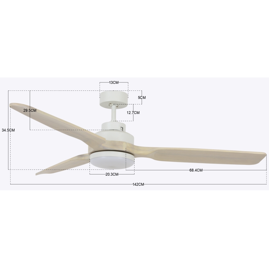 Lucci air 213055 - Ventilatore da soffitto LED SHOALHAVEN GX53/17W/230V paulownia/bianco Ø 142 cm + telecomando