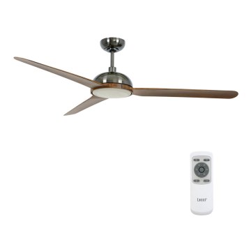 Lucci air 213301 - Ventilatore da soffitto LED dimmerabile UNIONE 1xGX53/12W/230V marrone/cromo lucido Ø 142 cm + telecomando