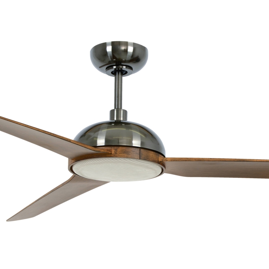Lucci air 213301 - Ventilatore da soffitto LED dimmerabile UNIONE 1xGX53/12W/230V marrone/cromo lucido Ø 142 cm + telecomando