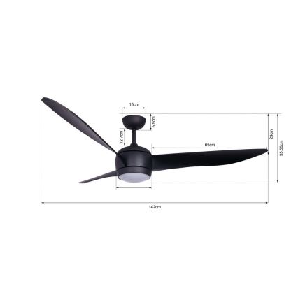 Lucci air 512910 - Plafoniera LED AIRFUSION NORDIC LED/20W/230V nero + telecomando