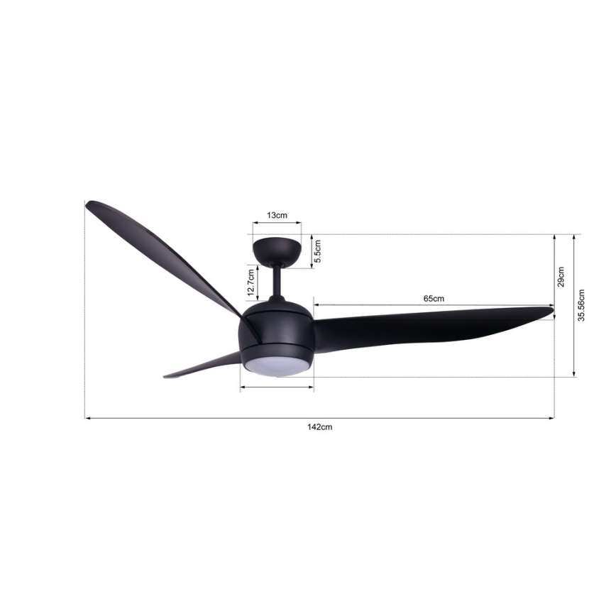 Lucci air 512910 - Plafoniera LED AIRFUSION NORDIC LED/20W/230V nero + telecomando