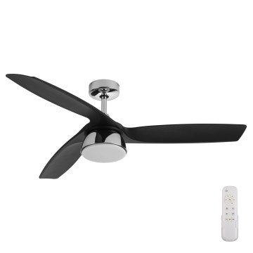Lucci air 513072 - Ventilatore da soffitto LED dimmerabile BRONX LED/18W/230V 3000/4000/6000K nero/cromo lucido Ø 132 cm + telecomando