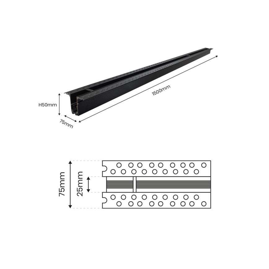 Luce a binario senza connessione elettrica MAGNETIC TRACK 1,5 m nera
