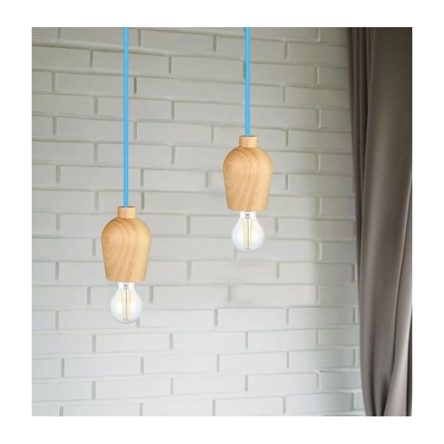 Luce a sospensione 1xE27/60W/230V blu