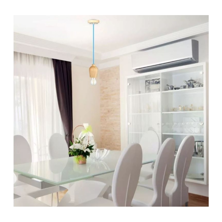Luce a sospensione 1xE27/60W/230V blu
