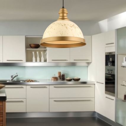 Luce a sospensione MONZA 1xE27/40W/230V diametro 29 cm crema/bronzo