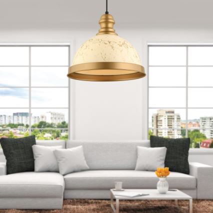 Luce a sospensione MONZA 1xE27/40W/230V diametro 29 cm crema/bronzo