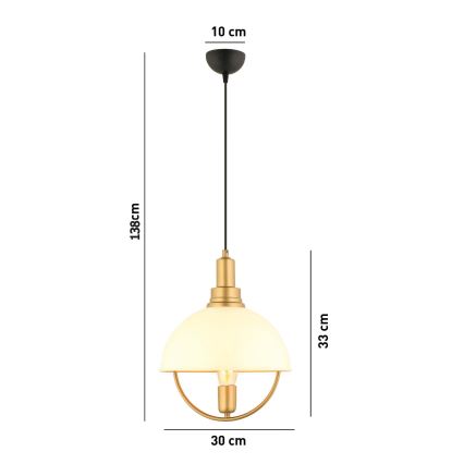Luce a sospensione MONZA 1xE27/40W/230V diametro 30 cm crema/oro