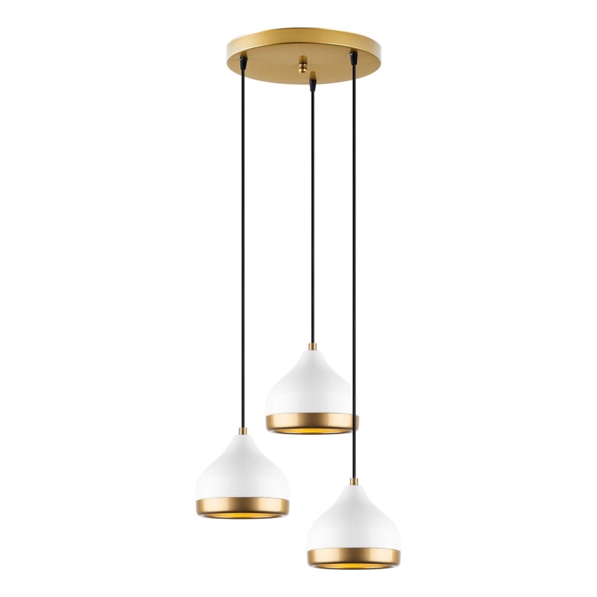 Luce a sospensione YILDO 3xE27/40W/230V bianco/oro