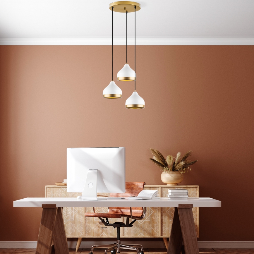Luce a sospensione YILDO 3xE27/40W/230V bianco/oro