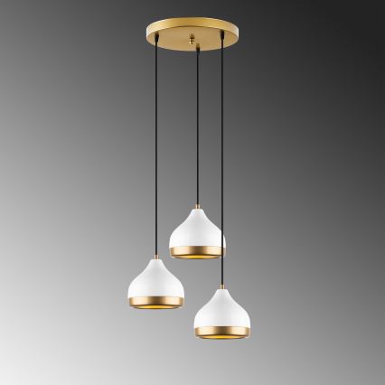 Luce a sospensione YILDO 3xE27/40W/230V bianco/oro