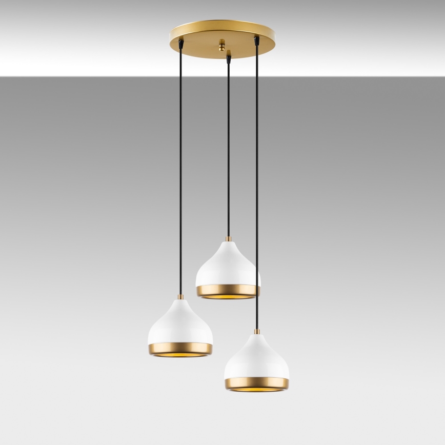 Luce a sospensione YILDO 3xE27/40W/230V bianco/oro