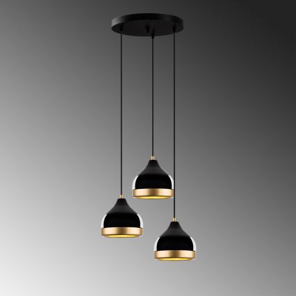 Luce a sospensione YILDO 3xE27/40W/230V nero/oro