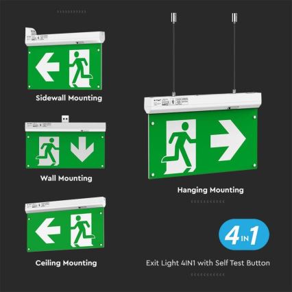 Luce di emergenza a LED EMERGENCY EXIT LED/2,5W/230V 4in1 6000K