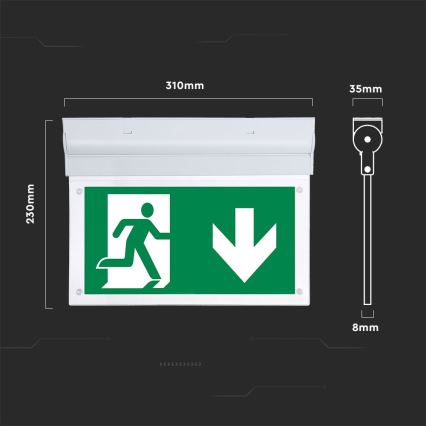 Luce di emergenza LED EMERGENCY EXIT SAMSUNG CHIP LED/2W/230V 6000K