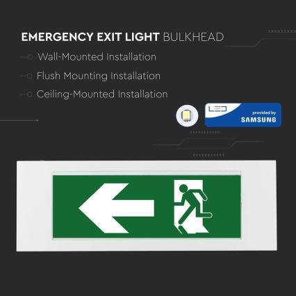 Luce di emergenza LED EMERGENCY EXIT SAMSUNG CHIP LED/3,8W/230V 6000K