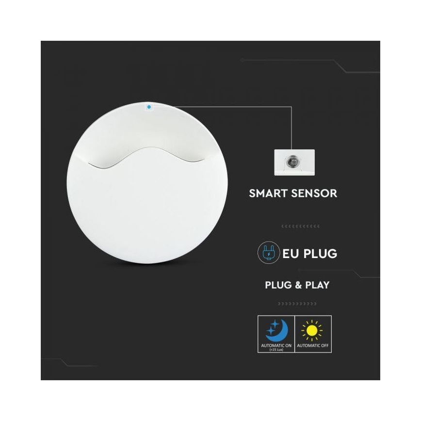 Luce LED da notte con sensore SAMSUNG CHIP LED/0,5W/230V 60mm 4000K tonda