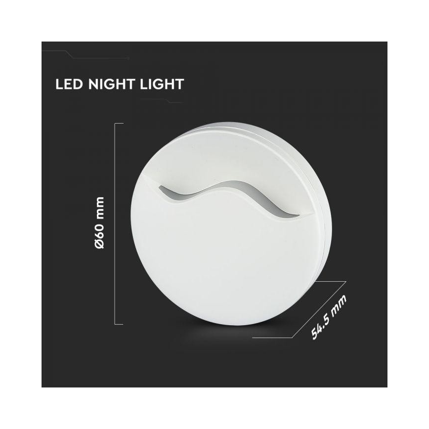 Luce LED da notte con sensore SAMSUNG CHIP LED/0,5W/230V 60mm 4000K tonda