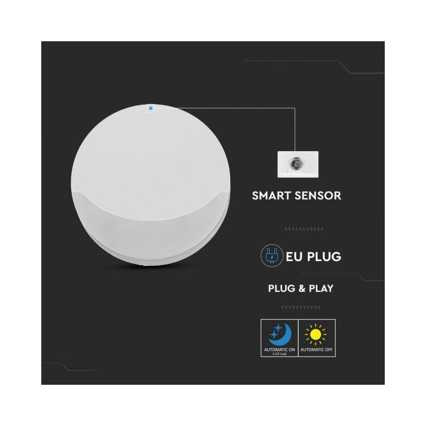 Luce LED da notte con sensore SAMSUNG CHIP LED/0,5W/230V 65mm 4000K tonda
