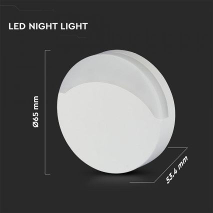 Luce LED da notte con sensore SAMSUNG CHIP LED/0,5W/230V 65mm 4000K tonda