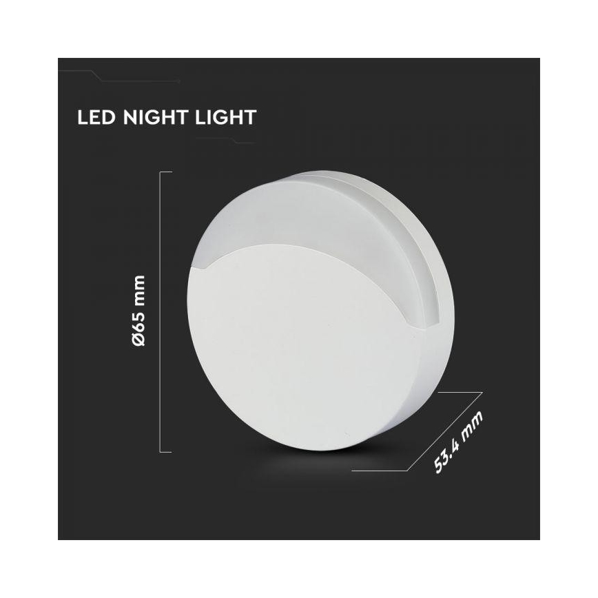 Luce LED da notte con sensore SAMSUNG CHIP LED/0,5W/230V 65mm 4000K tonda