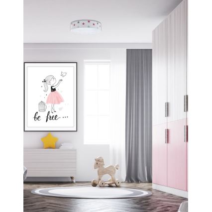 Plafoniera LED dimmerabile SMART GALAXY KIDS LED/24W/230V 3000-6500K stelle bianche/rosa/grigio+ telecomando