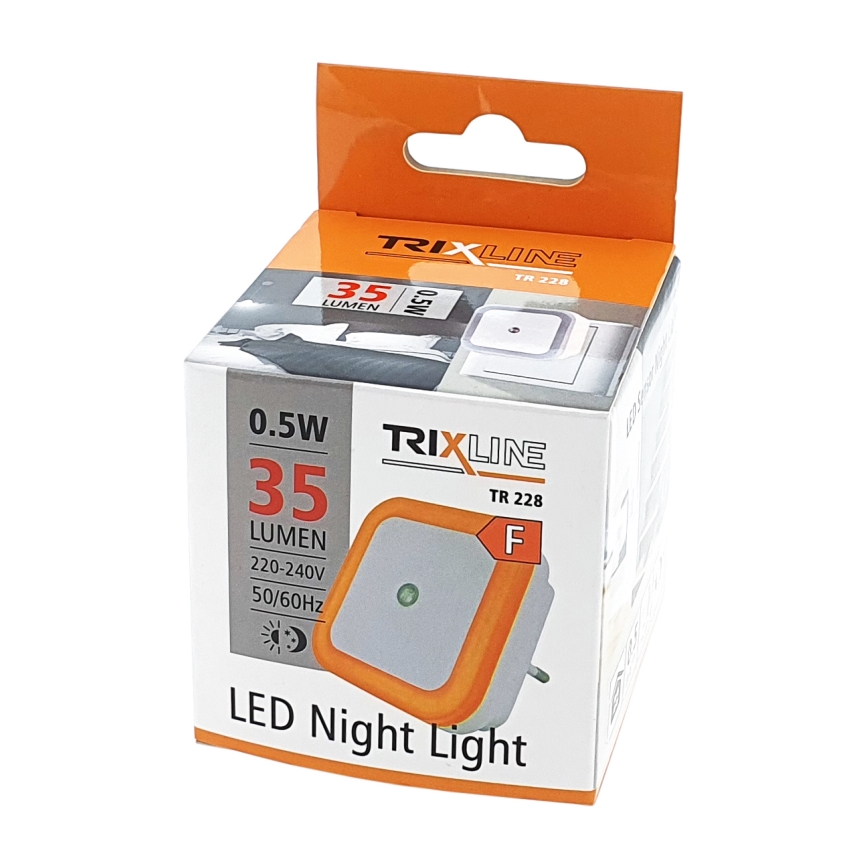 Luce notturna a LED con sensore crepuscolare LED/0,5W/230V arancione