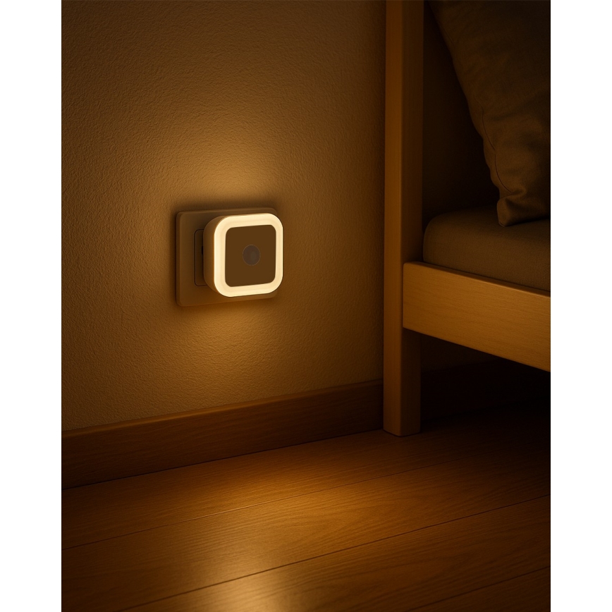 Luce notturna a LED con sensore di movimento e sensore crepuscolare LED/0,5W/230V bianco