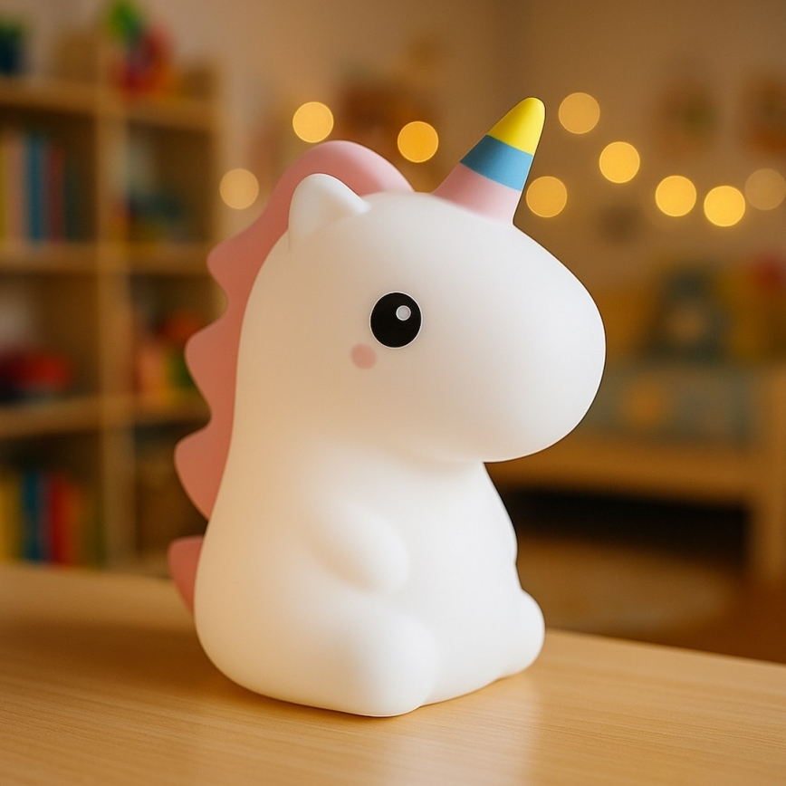 Luce notturna ricaricabile per bambini UNICORN, LED RGBW dimmerabile a sfioramento, LED/1W/5V 1200 mAh