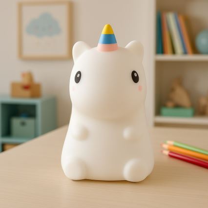 Luce notturna ricaricabile per bambini UNICORN, LED RGBW dimmerabile a sfioramento, LED/1W/5V 1200 mAh