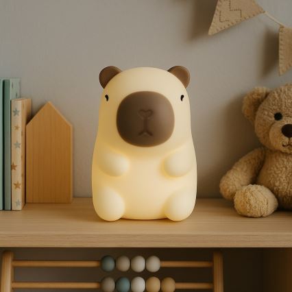Lampada notturna ricaricabile a LED RGBW dimmerabile con controllo touch per bambini KAPYBARA LED/0,45W/5V 800 mAh