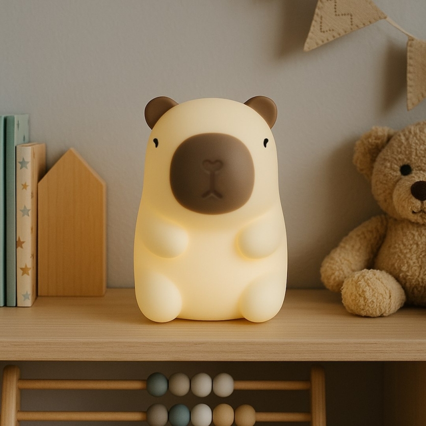 Lampada notturna ricaricabile a LED RGBW dimmerabile con controllo touch per bambini KAPYBARA LED/0,45W/5V 800 mAh