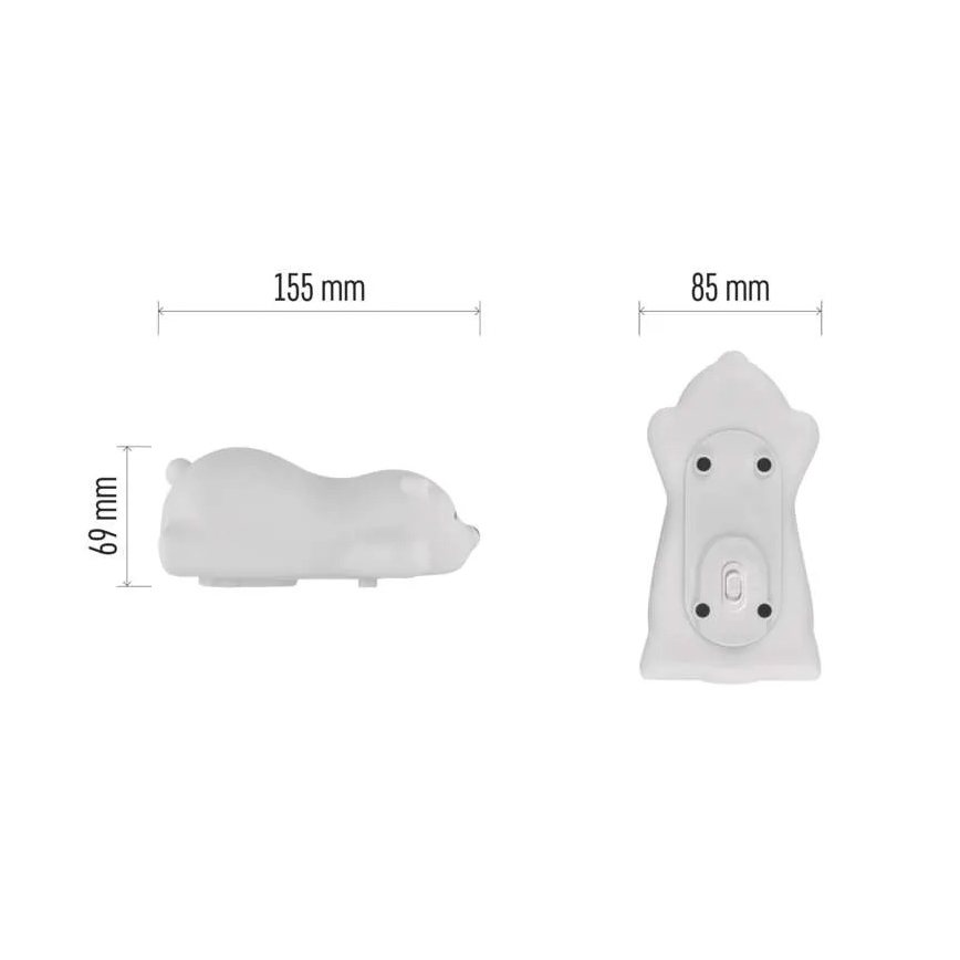 Lampada da notte LED RGB ricaricabile a sfioramento, 3,7 V 1200 mAh, orso