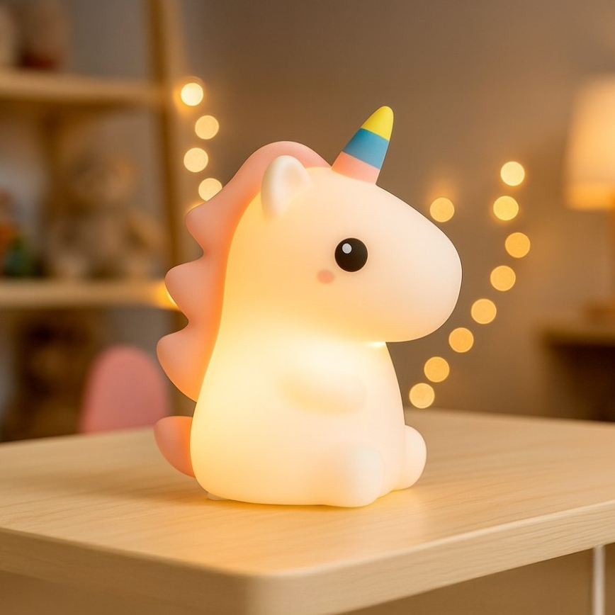 Luce notturna ricaricabile per bambini UNICORN, LED RGBW dimmerabile a sfioramento, LED/1W/5V 1200 mAh