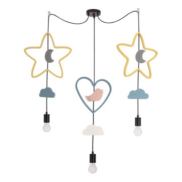 Luce pendente per bambini TRIO 3xE27/20W/230V giallo/blu/grigio