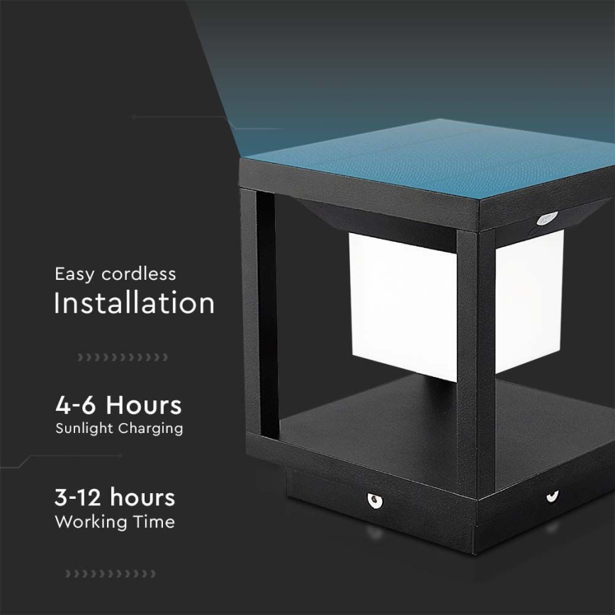Luce solare a LED con sensore LED/2W/5,5V 3000K IP65 2600 mAh nero